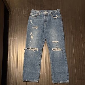 Levi's 501 Distressed Straight Leg Jeans